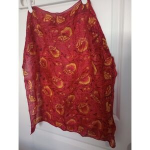 Vintage Hand-Woven Pure Silk Scarf – 13" Square – Red Paisley – Made in India